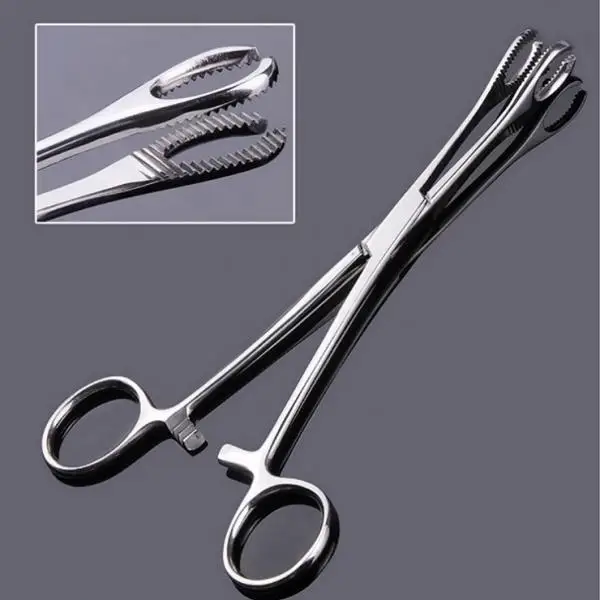 Slotted (open end) Sponge Clamp/Forceps with Ratchet Body Piercing Tool