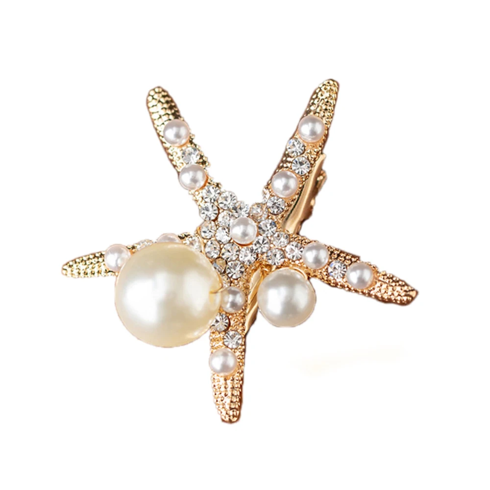 Модная заколка для волос с кристаллами жемчужинами и морскими звездами заколки