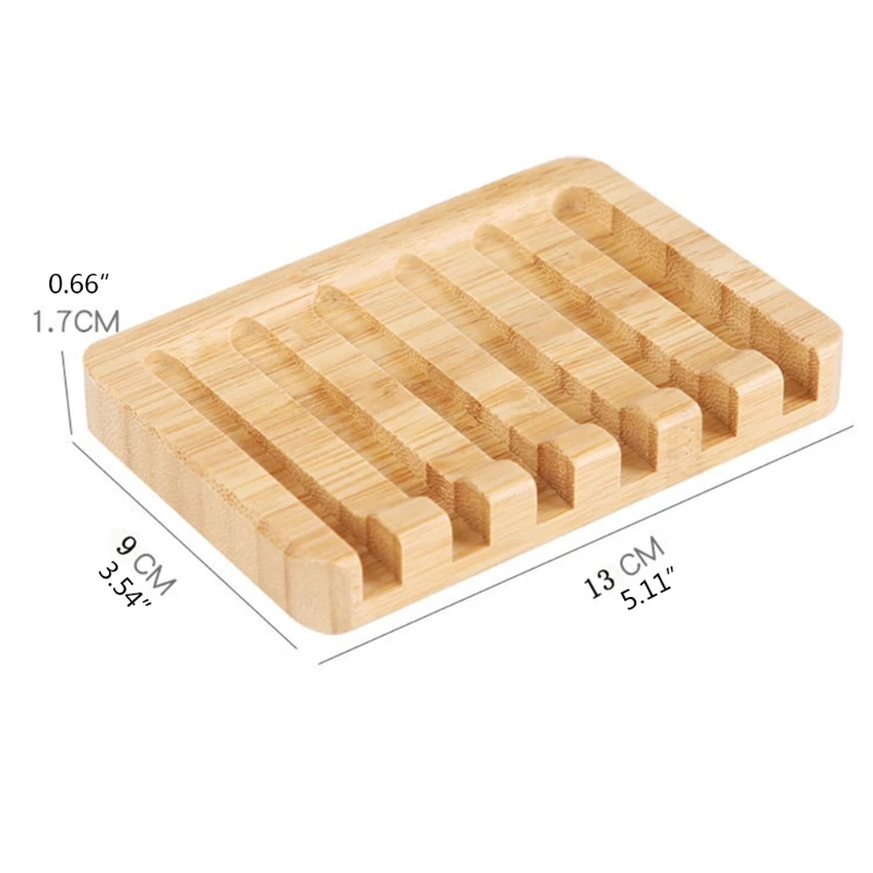 

2Pcs Wooden Bamboo Soap Dish Shower Bar Soap Holder Box Rack Self Draining Tray