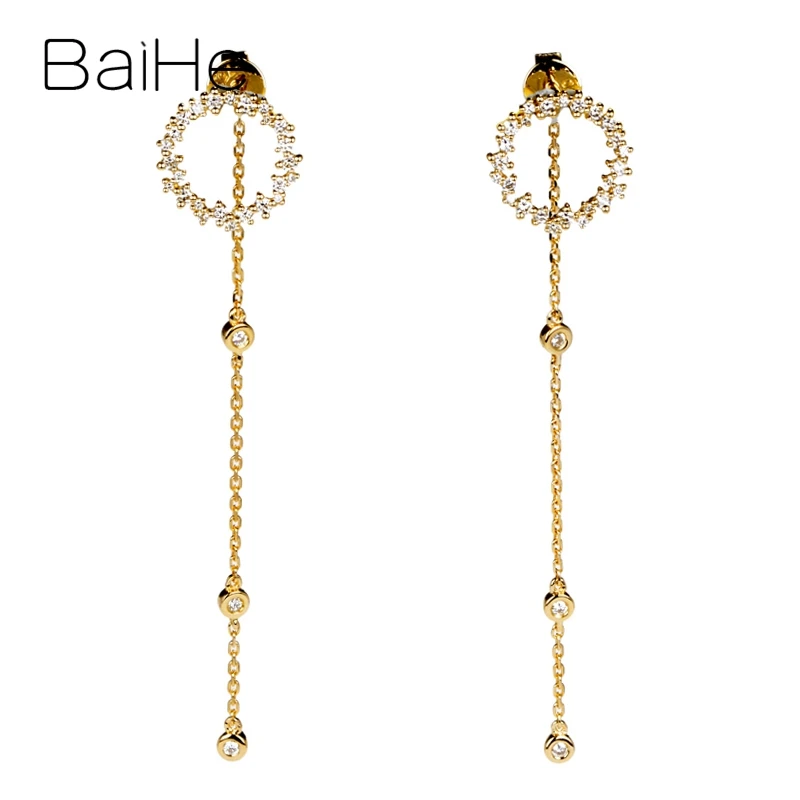 BAIHE для настоящих солидных Ювелирные наборы из 18 каратного