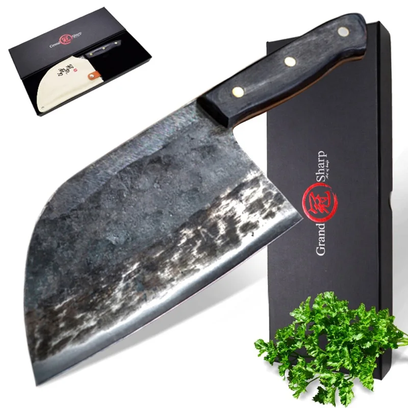 GRANDSHARP ручной Кованый шеф-поварский нож стальной кованый китайский Кливер