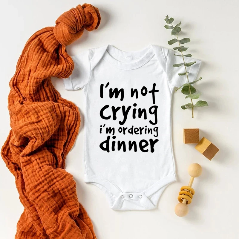 

Хлопковый комбинезон для новорожденных I'm Not Cry I'm Ording, одежда для мальчиков и девочек, летняя одежда для новорожденных, комбинезон