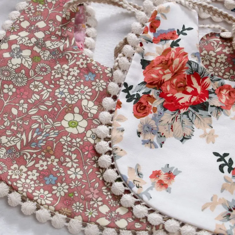 

Baby Bib Infant Burp Cloths Toddler Cotton Bib Kid Floral Towel Dinner Feeding Double-deck Cute Girl Bibs 19QF