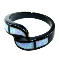 black rhodium plated white fire opal cz engagement ring