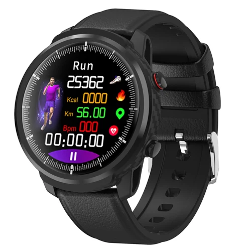leather strap black L3 Смарт-часы водонепроницаемые женские и мужские умные часы с круглым экраном сердечного ритма шагомер вызов сообщение напоминание Интеллектуальный трекер активности - Цвет: leather strap black
