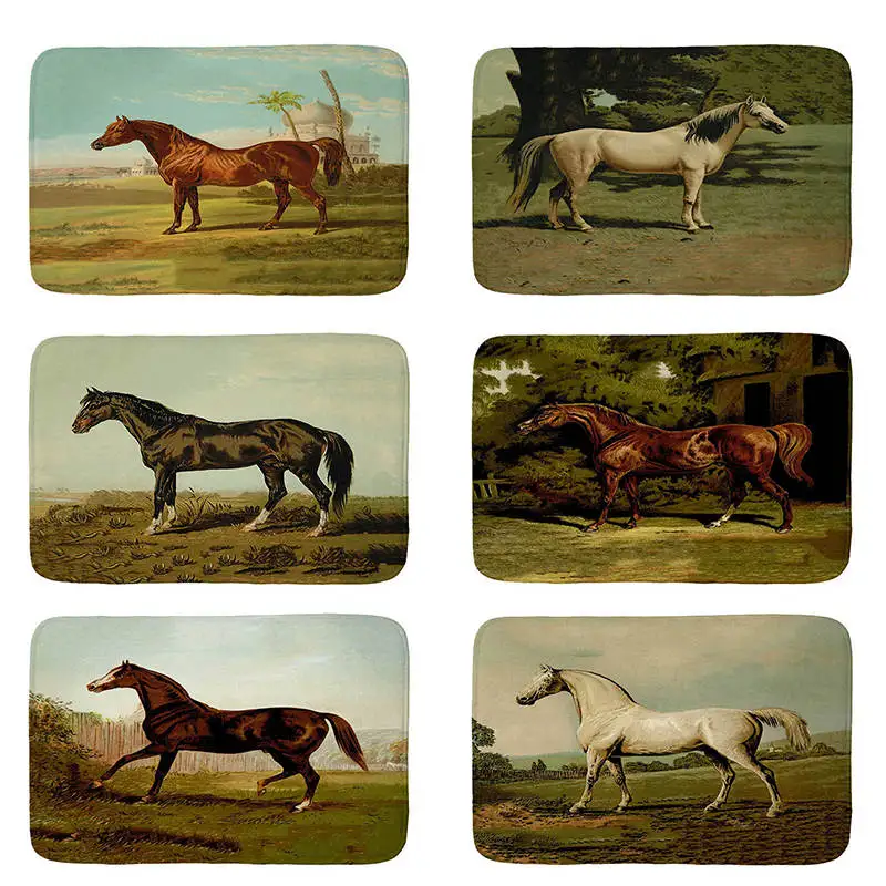 40x60 см фермы фланелевые Противоскользящие коврики лошадь Прямоугольный Коврик