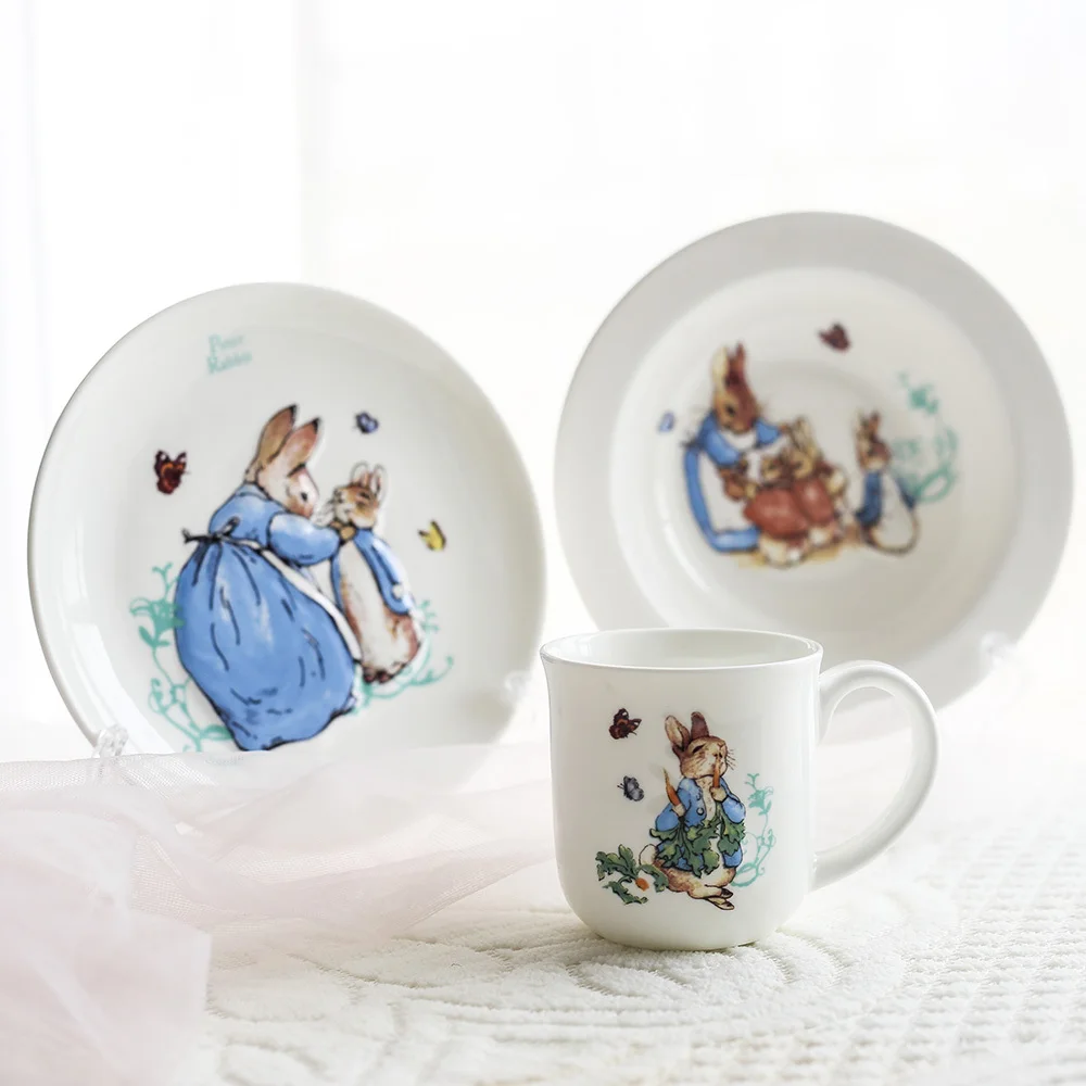 PETER RABBIT Official Genuine Baby Kids Dinnerware Dinner Set Mug Soup Plate Dish Kit Cutlery Tableware Food Container Cubiertos