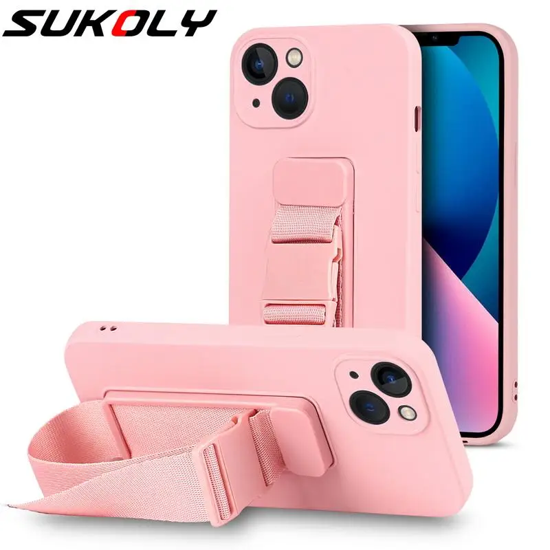 

Противоударный чехол из ТПУ с ремешком на запястье для iPhone 13 Pro Max 12 11 Pro Max XS XR X 8 7 Plus