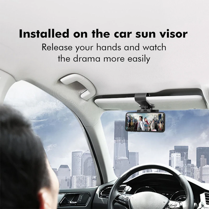 

Universal Mount Phone Holder in Car 360 Rotatable Clip Stand Bracket Support Mobile Smartphones Car Dashboard Sun Visor Bracket