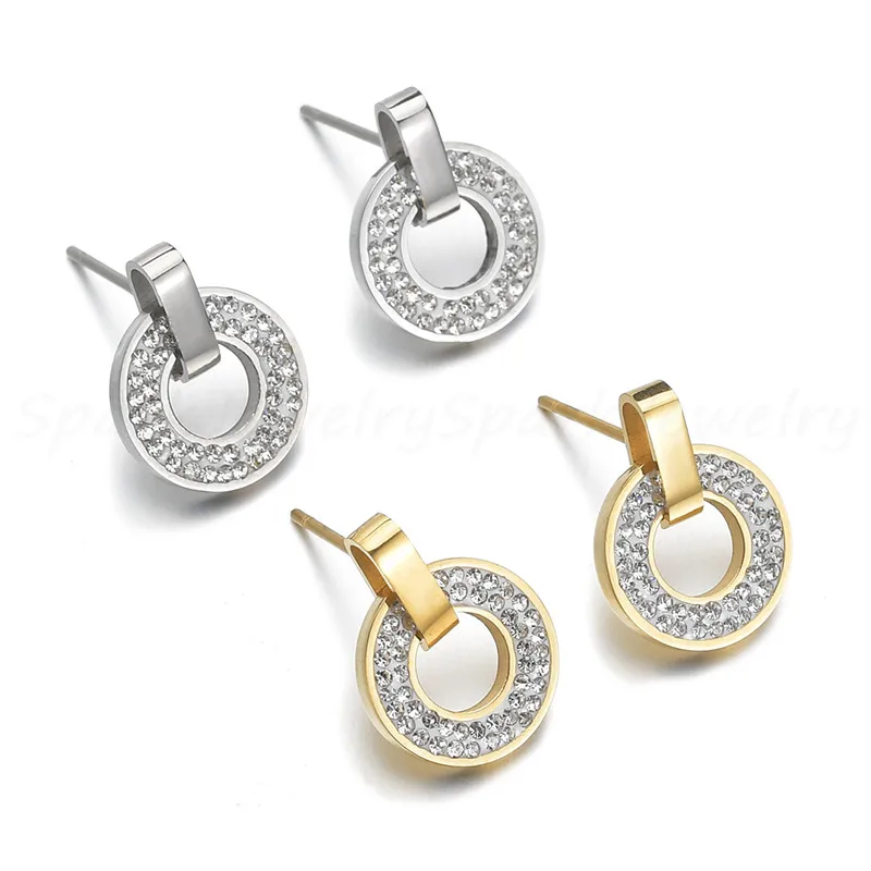 Spark изысканные циркониевые серьги-гвоздики из нержавеющей стали круглые для