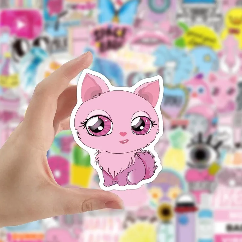Pegatinas divertidas de dibujos animados para exteriores, calcoman&iacute;as impermeables de animales bonitos para ni&ntilde;os, monopat&iacute;n para port&aacute;til, 10/50/100 Uds.-3