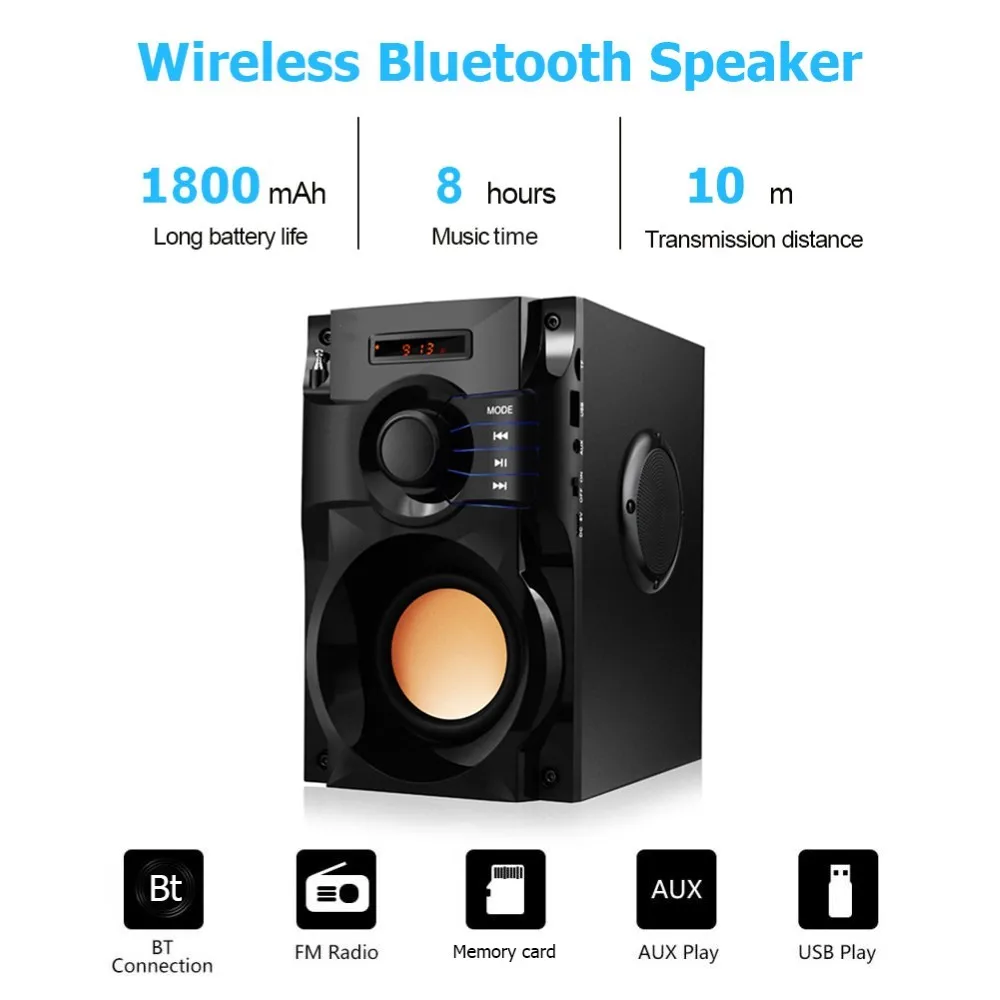 

Portable Bluetooth Speaker 40W Big Power Outdoor Wireless Subwoofer Boombox Column Sound Music Center Support AUX TF FM Radio