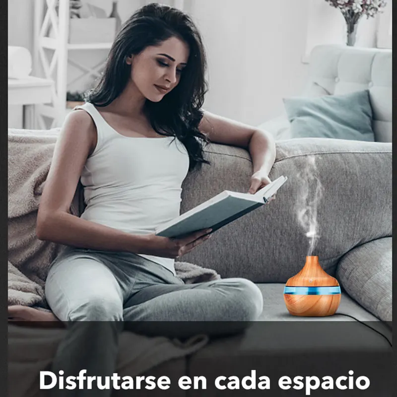

Bangcai Household Electric Humidifier Essential Oil Diffuser Ultrasonic Wood Grain Aroma Diffuser Seven-Color LED Night Light