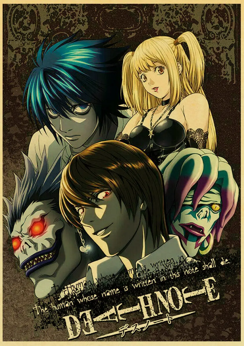 

Classic Anime Series Death Note Posters Retro Kraft Paper Poster Bar Room Decoration Painting Art Wall Sticker Picture