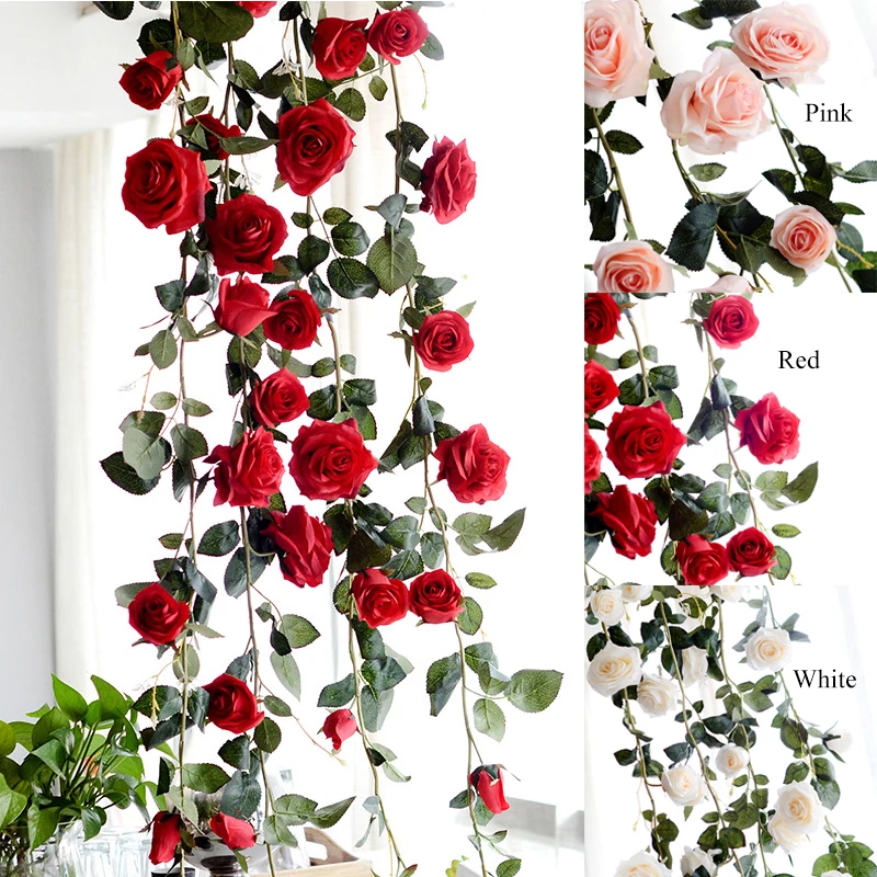 

Simulated Flowers Wholesale 1.8m Australian Rose Rattan Home Decoration Fake Flowers Wedding Supplies