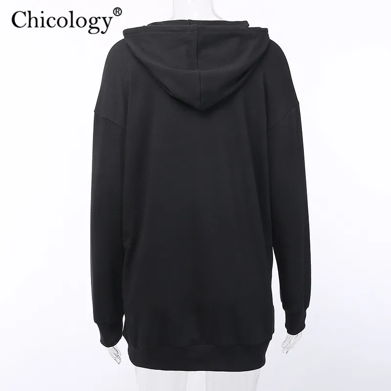 Chicology готика Харадзюку печати уличная Толстовка Длинные рукава Женская