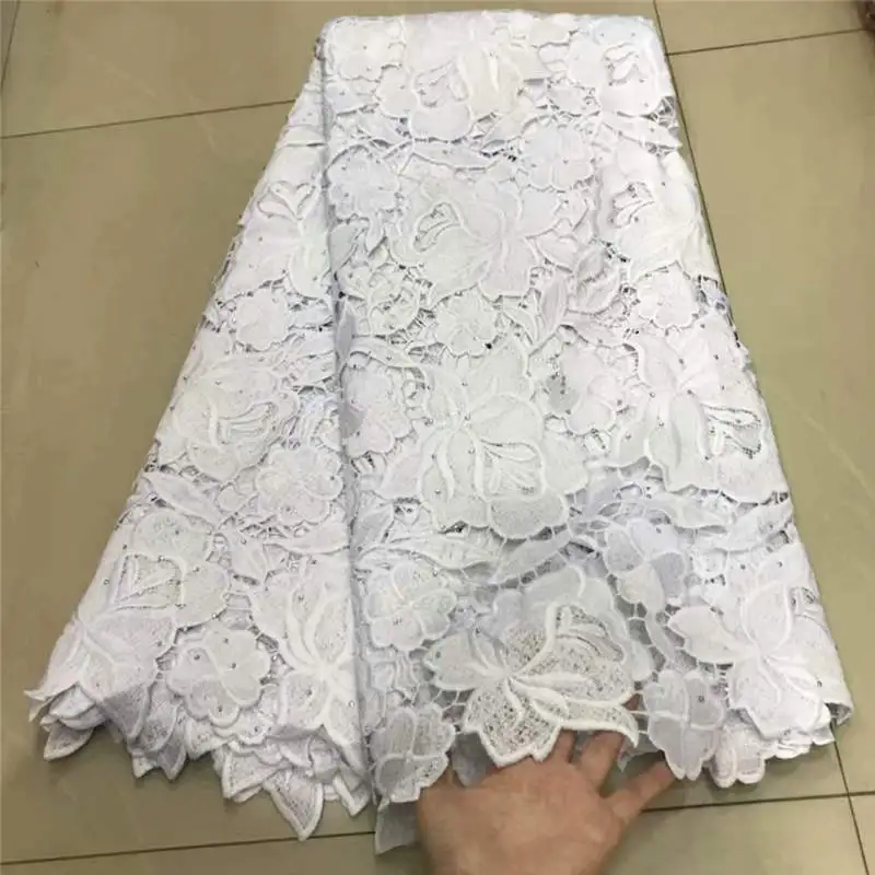 

High Quality African Tulle Guipure Cord Lace Fabric Latest French Network Cord Lace Fabric With Embroidery For Dress! ZQF9203