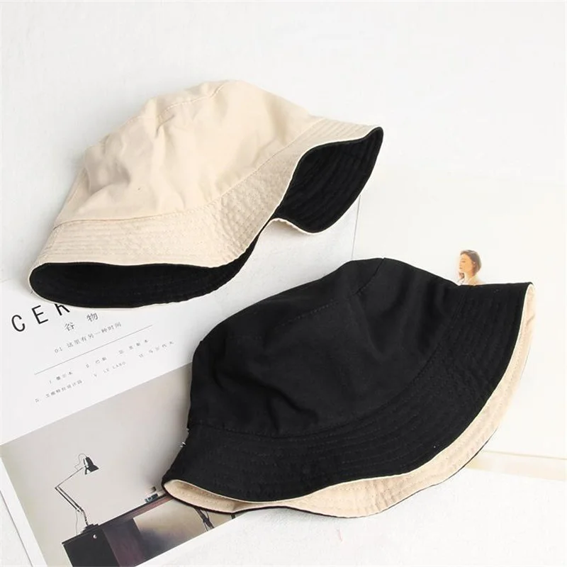 

New light board pure cotton double-sided wearable bucket hat men women outdoor leisure wild fisherman hat fashion summer sun hat