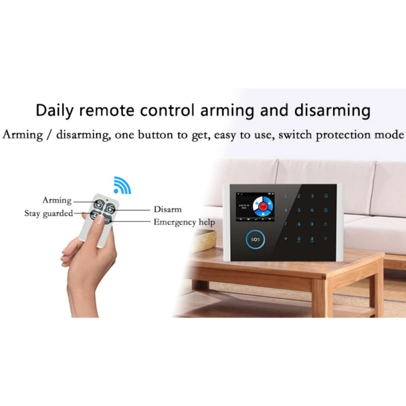 Wifi/GSM/4G GPRS Alarm System Wireless Infrared Smart Home Security Monitoring Host LCD Display/SOS/Cellphone Remote Control