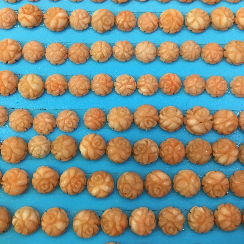 5PCS Fashion Natural Coral Cabochon Beads for Making Jewelry DIY Stud Earring Accessories Loose Size 6-8mm | Украшения и