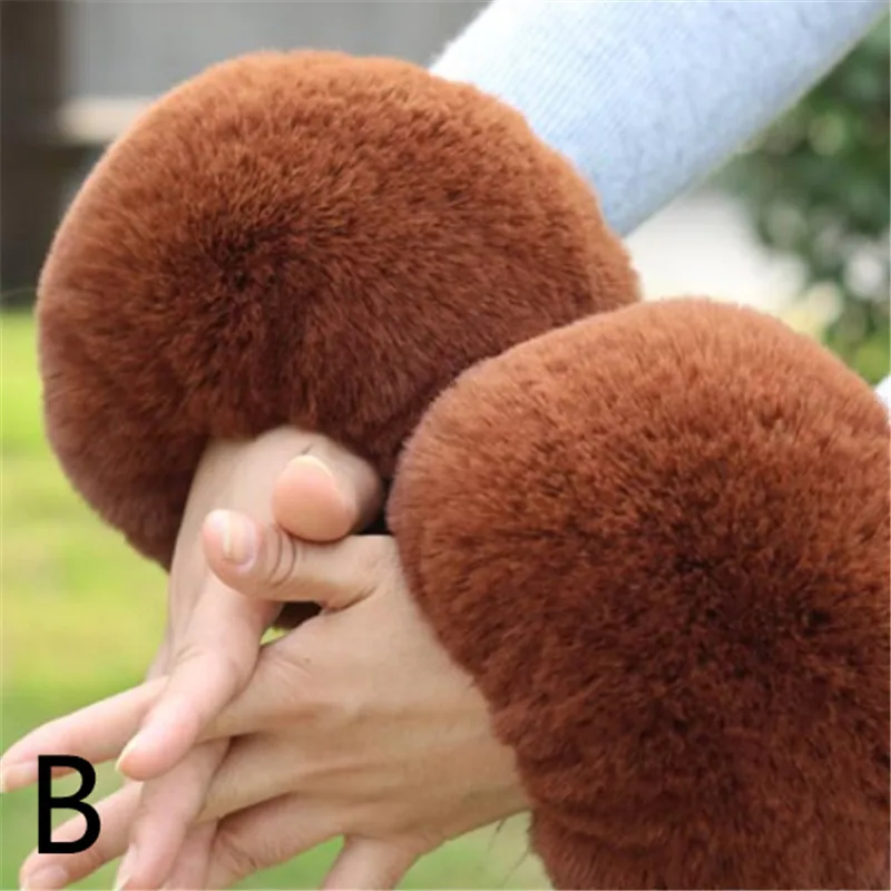 1 пара женский зимний теплый нарукавник из искусственного меха |