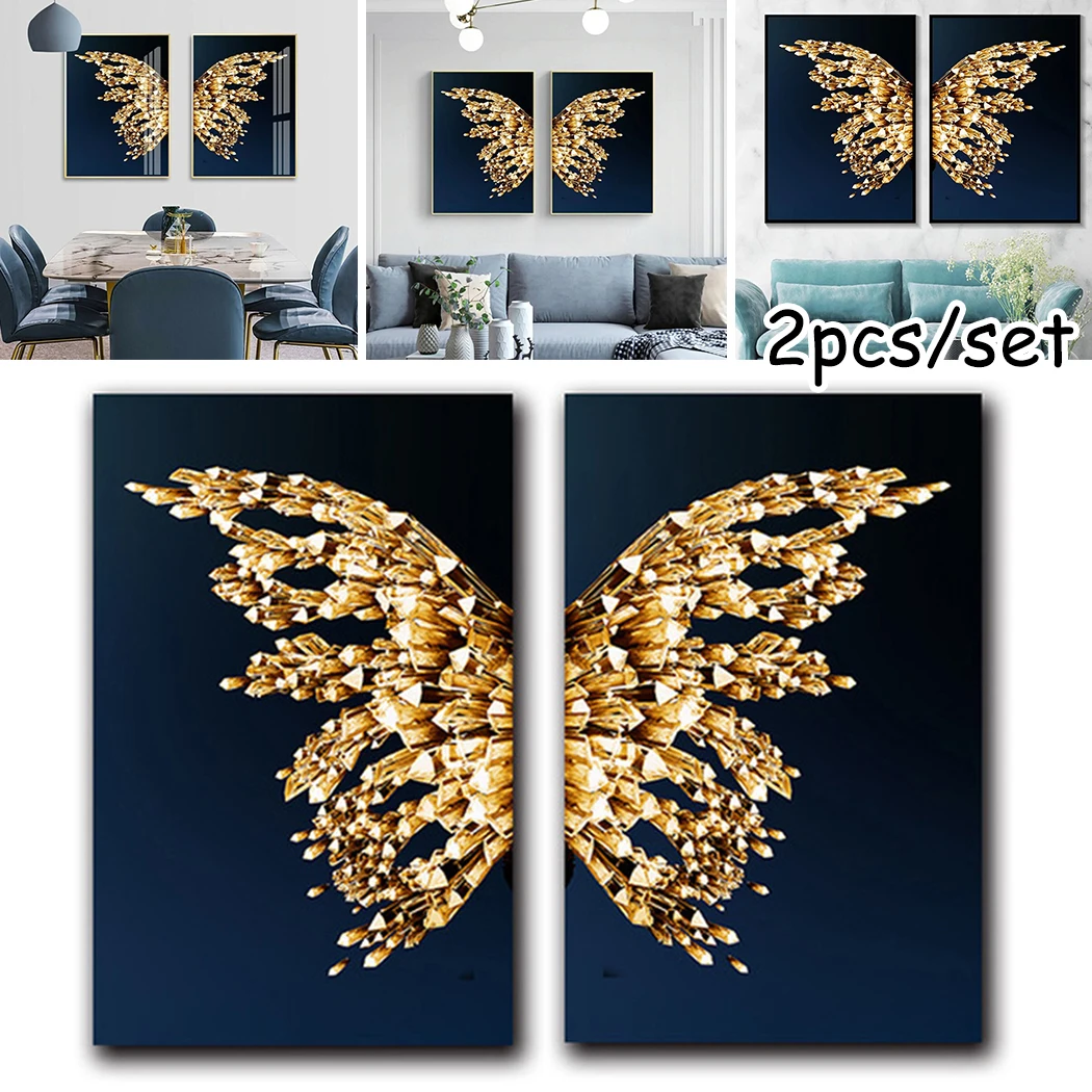 

2Pcs Unframed Butterfly Wings Abstract Artwork Prints Canvas Oil Painting Wall Art Set Unframed Living Room Decor Gift 80*60cm