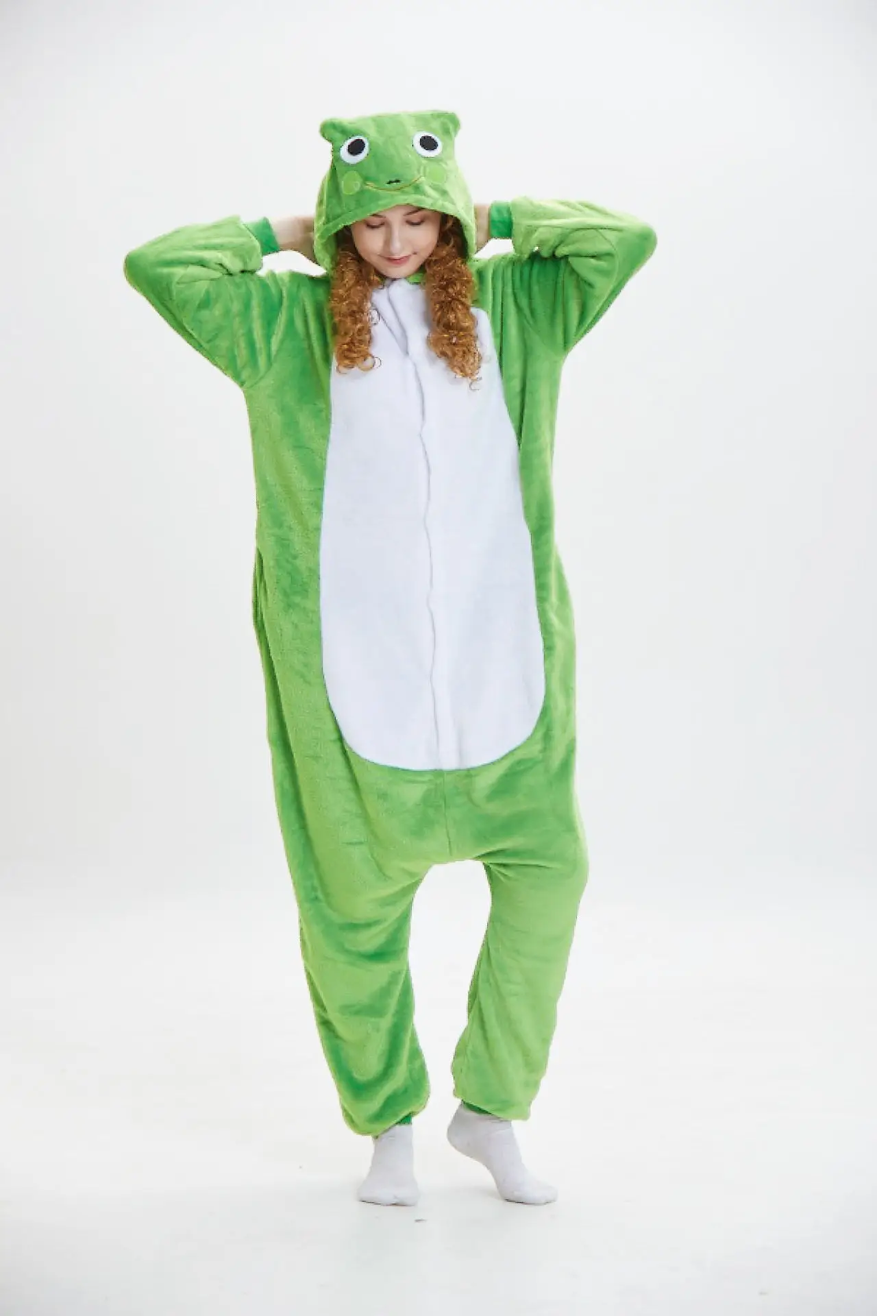 

Пижама-комбинезон в виде лягушки, пижама в виде животного из мультфильма, женская пижама-Кигуруми для взрослых и девочек, фланелевая мягкая ...