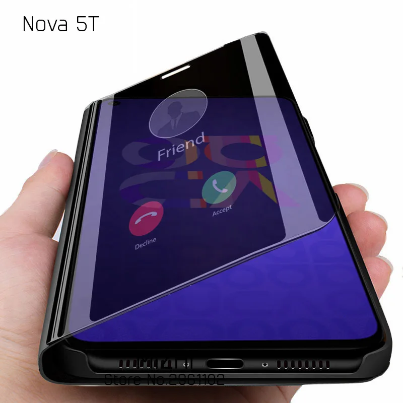 Чехол для huawei nova 5 t умный зеркальный чехол nova5t с подставкой телефона huwei