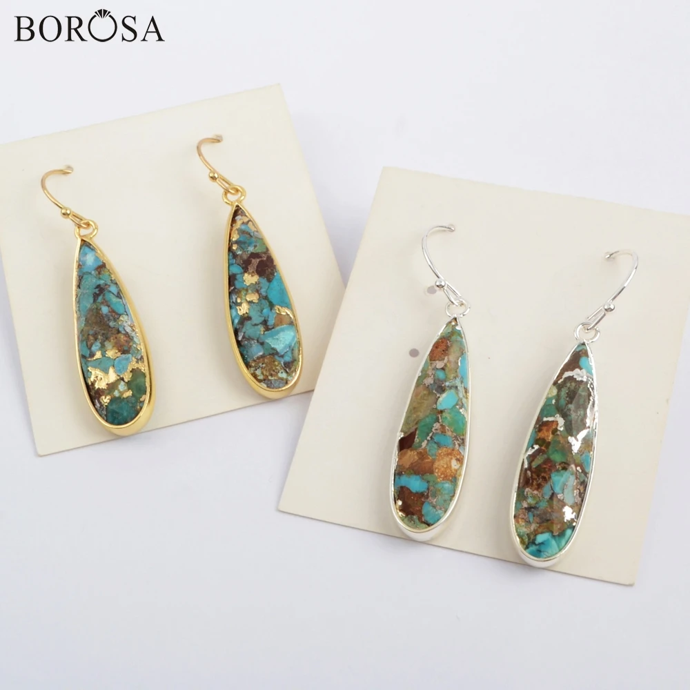 BOROSA 4 пары золотое/серебряное покрытие ободок КАПЛЕВИДНАЯ медь Бирюзовая серьга
