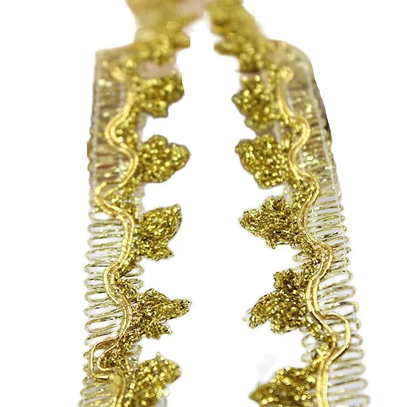 1 ярд последняя Золотая кружевная ткань аппликация кружевной воротник 2 см -