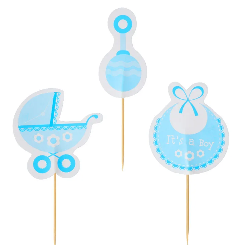 Blue Baby Shower Car Cake Topper Supplies Children's Birthday Party Wedding Pastry Decoration Tools Boys and Girls Toy Balloons