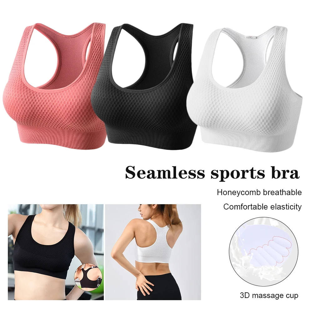 

Women Breathable Sports Bra Seamless Push Up Yoga Fitness Exercise Bra Wire Free Running Workout Absorb Sweat Underwear Tops