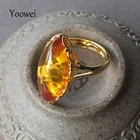 Yoowei 2022 новые кольца из натурального янтаря для женщин S925 Серебряное регулируемое кольцо оригинальные овальные янтарные ювелирные изделия Anillos поставщик оптовая продажа