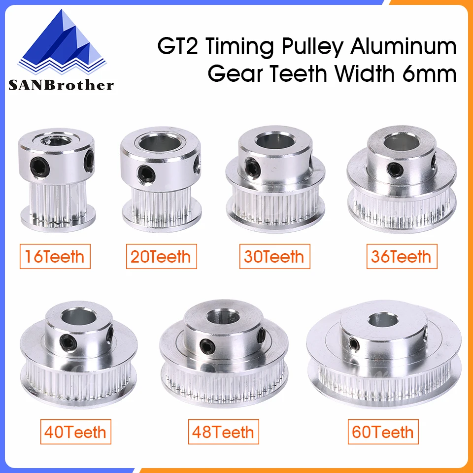 

3D Printer Parts GT2 Timing Pulley 30 36 40 60 Tooth Wheel Bore 5mm 8mm Aluminum Gear Teeth Width 6mm 2GT Accessories For Reprap