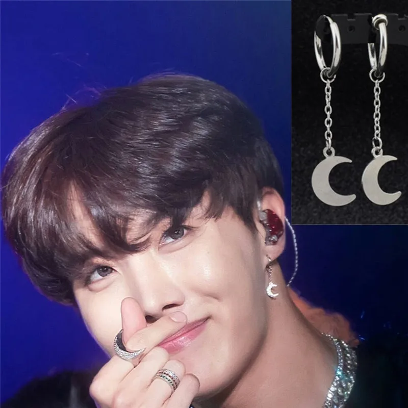 KPOP корейские популярные серьги для мужчин Bangtan мальчиков V гвоздики женщин мужские аксессуары в стиле Сейлор