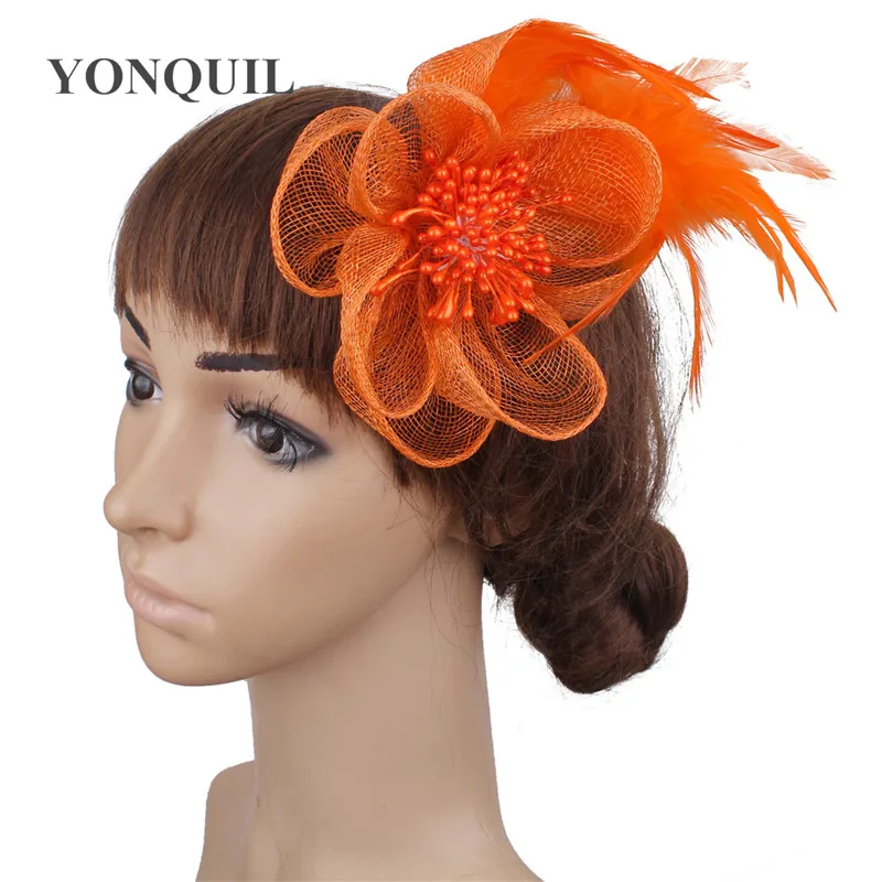 Свадебные аксессуары для волос Sinamay Вуалетка головной убор украшение с перьями