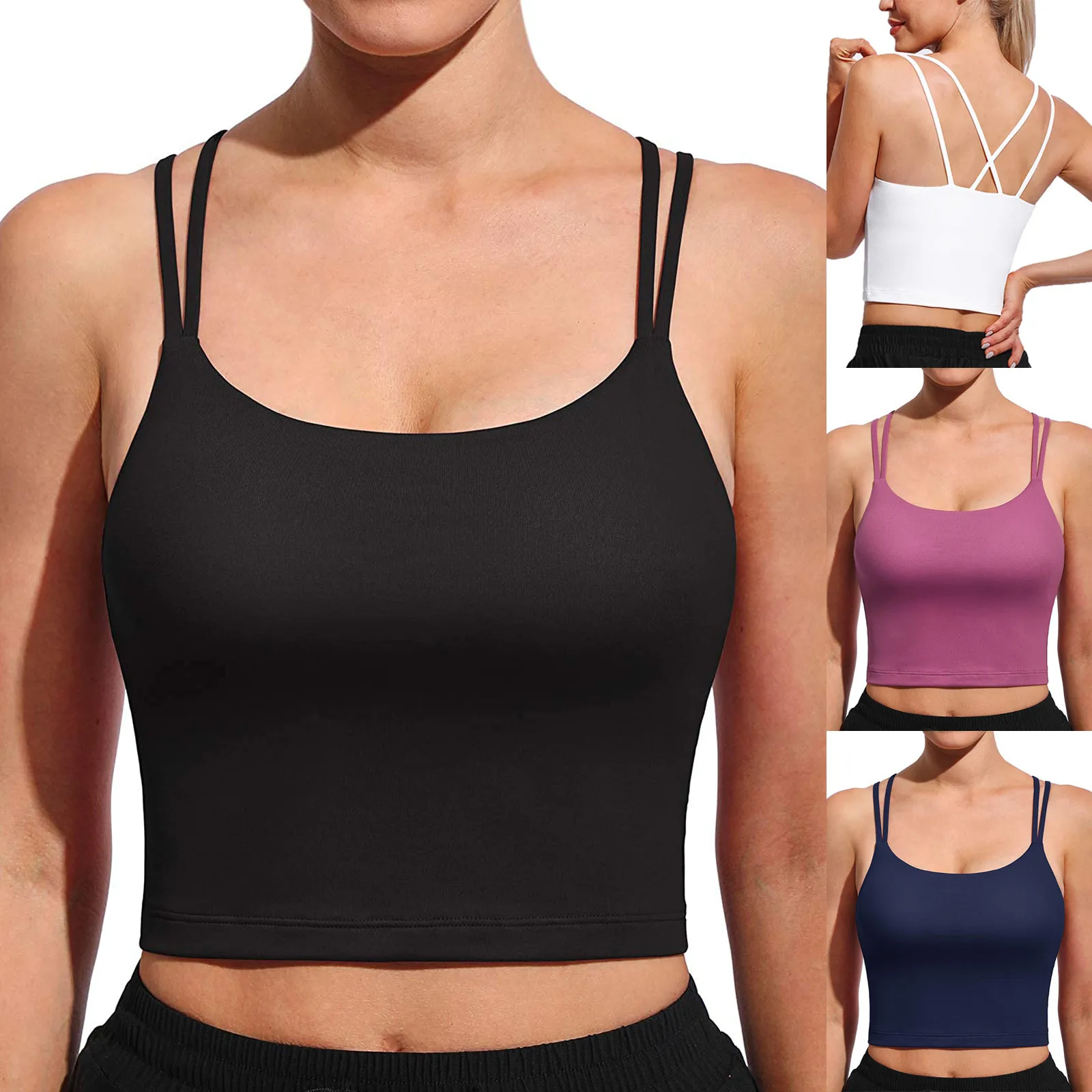 

Yoga Underwear Plus Impact Sports Bra Top For Fitness Women Nylon Cross Straps Running Gym Workout Active Casual Vest Ladies