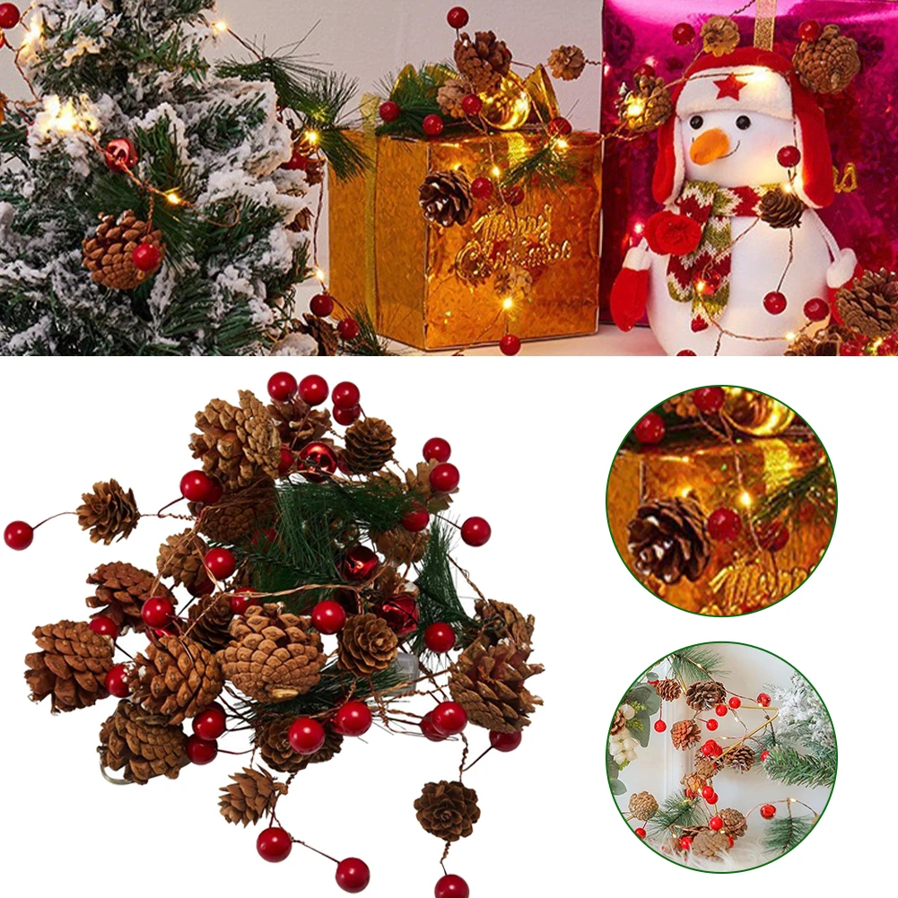 

20 LEDs Christmas string lights decorated with pine cones Christmas atmosphere DIY Decorative Lights Indoor Party Garden Decor