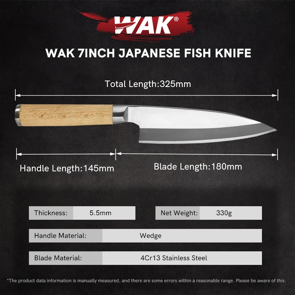 WAK профессиональный 180 мм японский высокий флуоресцентный нож для ловли рыбы