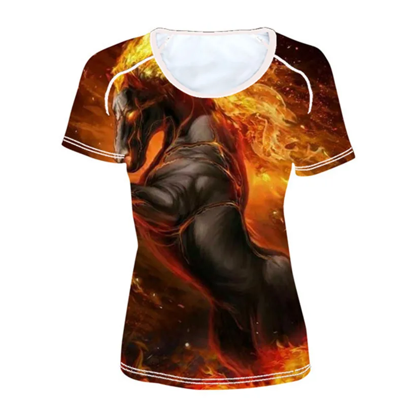 Женские летние футболки FORUDESIGNS с принтом коричневая лошадь женские топы