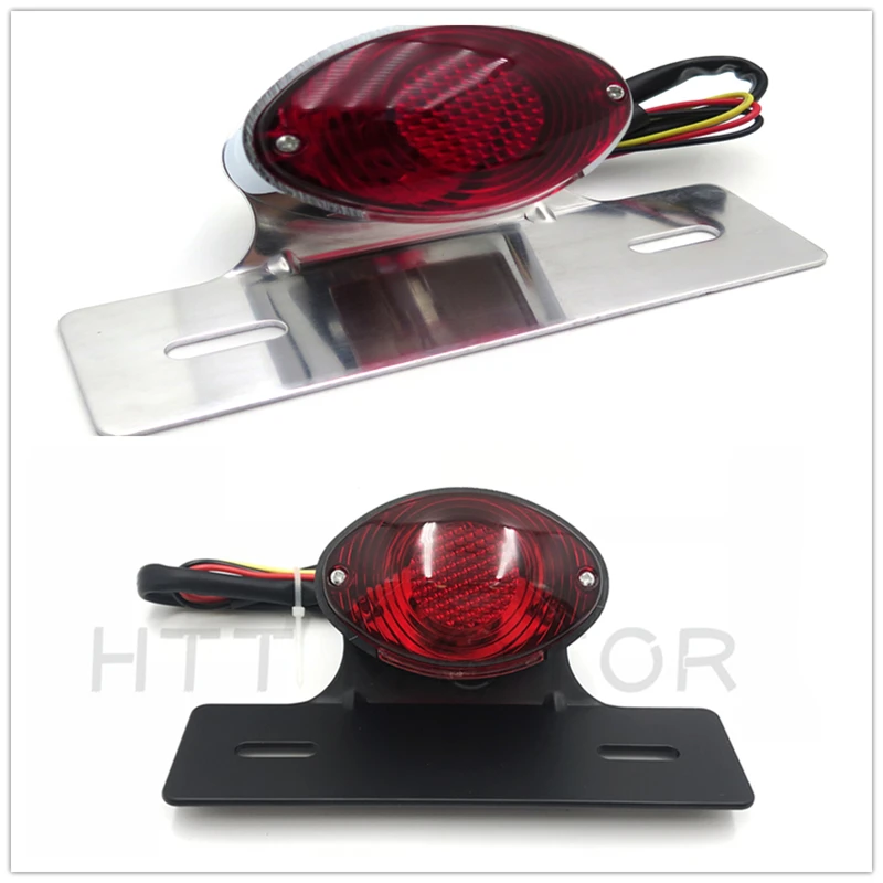 Red License Plate Brake Tail Light For Harley Davidson Universal Cruiser Street Chrom