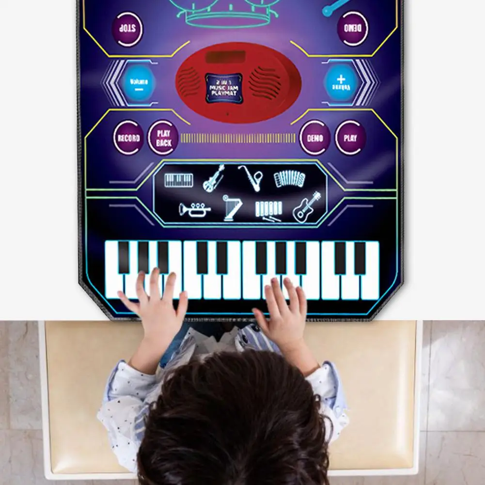 

Child's Early Education Game Blanket Musical Instrument Electronic Puzzle Piano Drum Set Toy Electronic Piano Drum 2 IN 1Blanket