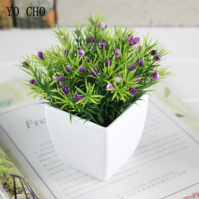 

YO CHO мини искусственный цветок, трава бонсай в горшке для украшения стола, искусственные растения с горшок для оформления дома, аксессуары