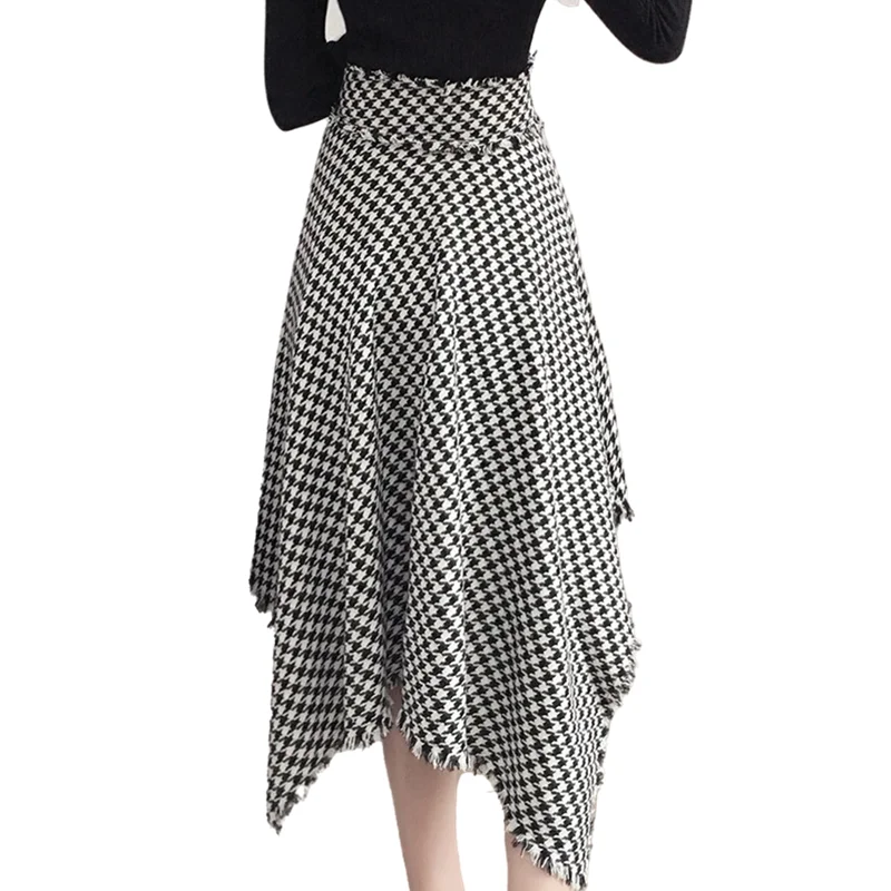 Брендовые женские шерстяные юбки сезон осень-зима 2021 асимметричные с высокой