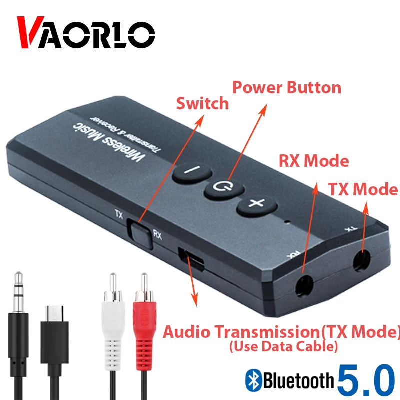VAORLO беспроводной аудиоадаптер передатчик для компьютера ТВ Bluetooth 5 0 адаптер с