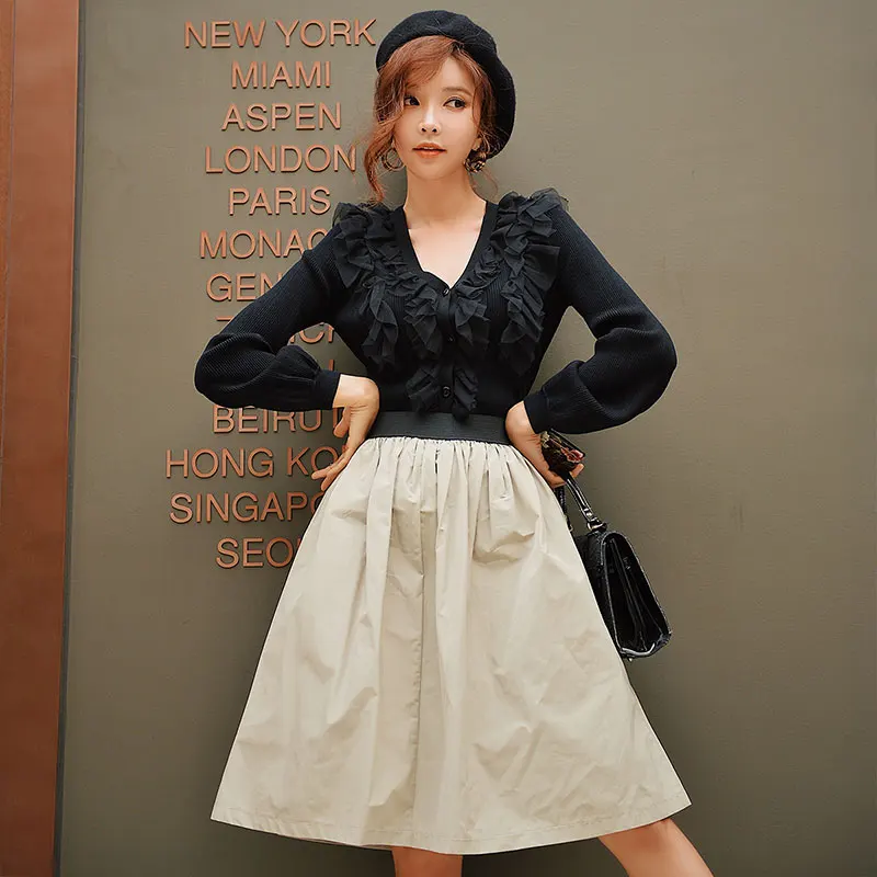 Женский трикотажный свитер Dabuwawa однотонный пуловер с v-образным вырезом и