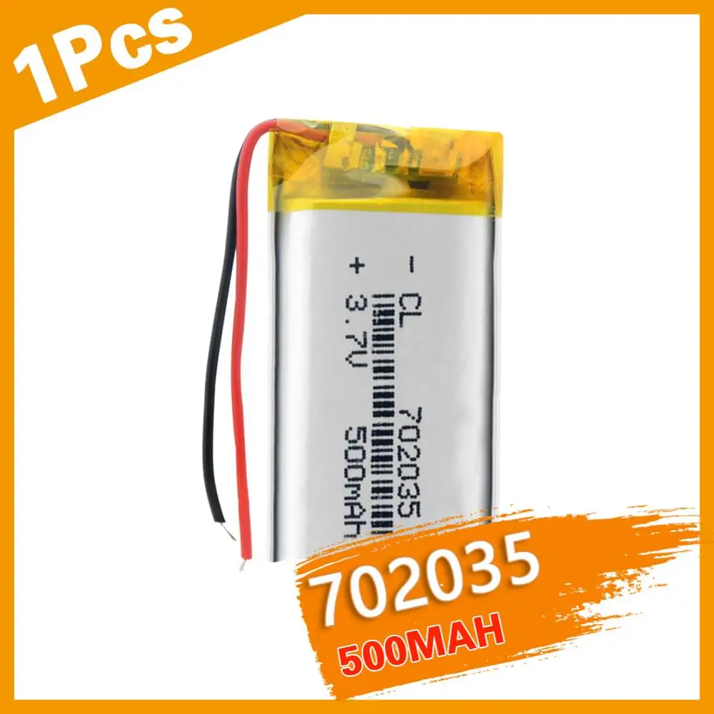 

3.7V 500mAh Lithium Polymer Rechargeable Battery 702035 Li ion cell For Toy MP3 MP4 MP5 GPS BT Speaker Headset camera