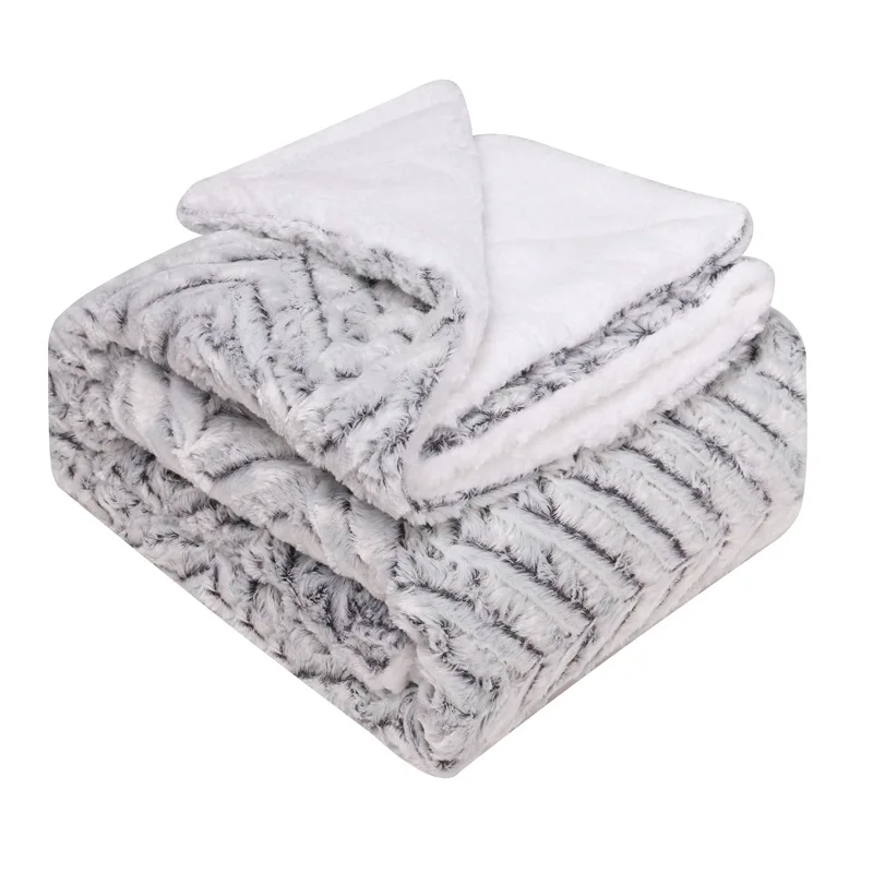 

Thickened double layer cashmere blanket imitation fur plush back print tie dye brush pattern PV Plush