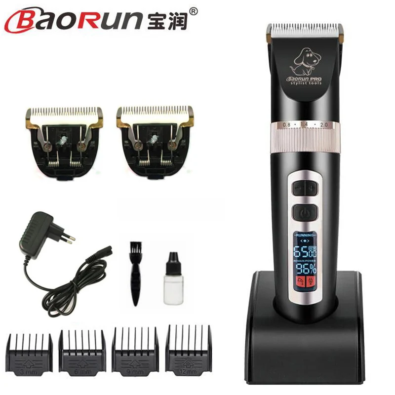 Add 2pcs blades BAORUN P9 профессиональная машинка для стрижки животных, собак, триммер для стрижки домашних животных, триммер для кошек, электрические ножницы, машинка для стрижки - Цвет: Add 2pcs blades