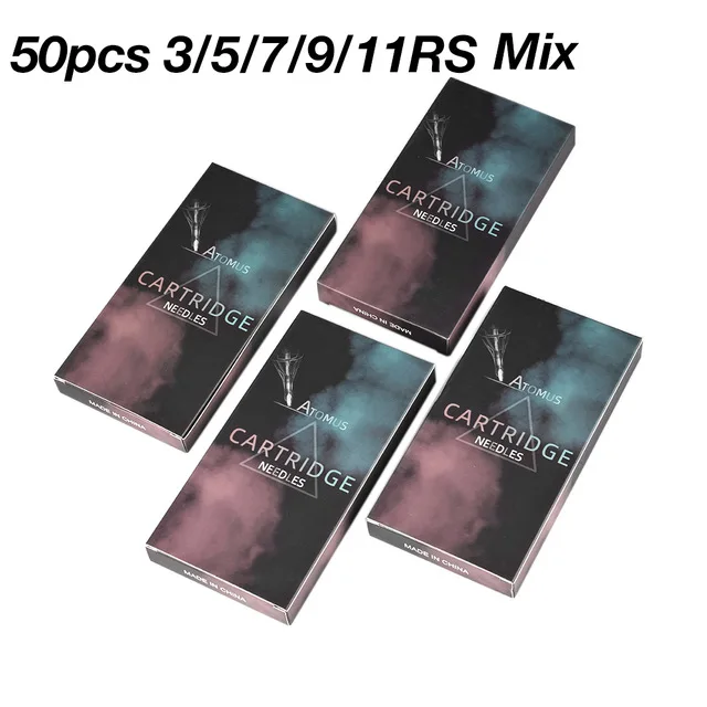 50pcs Mix RS Новая татуировка ручка роторная Татуировка пистолет шейдер лайнер электрическая игла машина RCA силовой кабель мотор картриджи для тату для татуажа - Цвет: 50pcs Mix RS